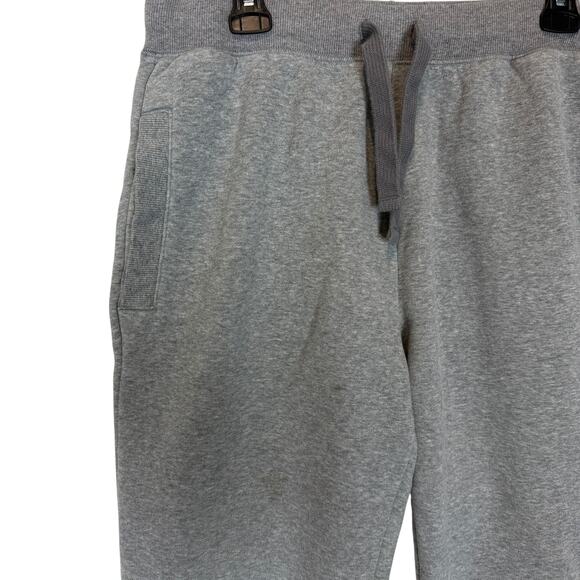 Puma Tracksuit Set Mens Large Heather Gray Stretch Logo Fleece Lined Crewneck - Picture 9 of 16